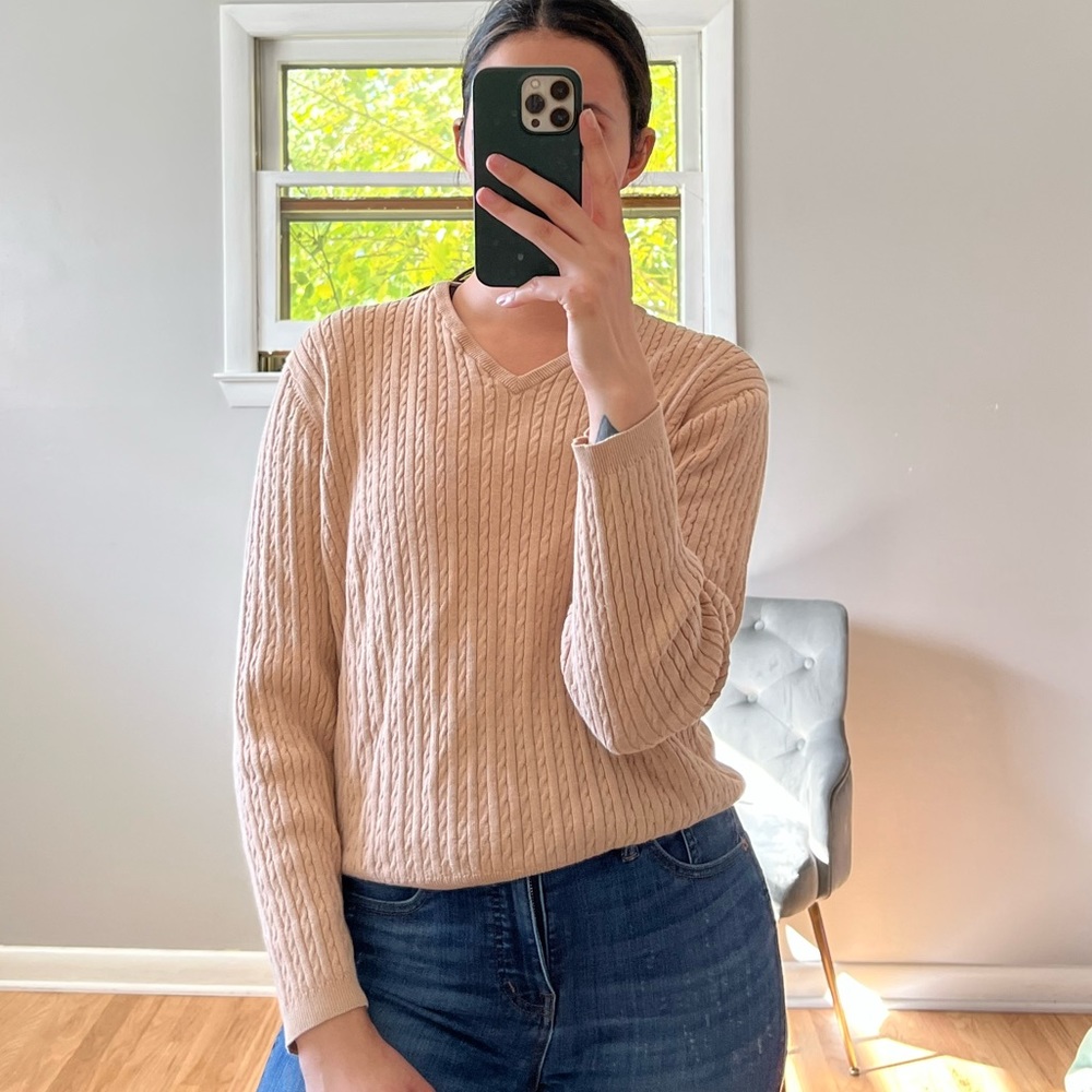 Vintage brown cable knit sweater
